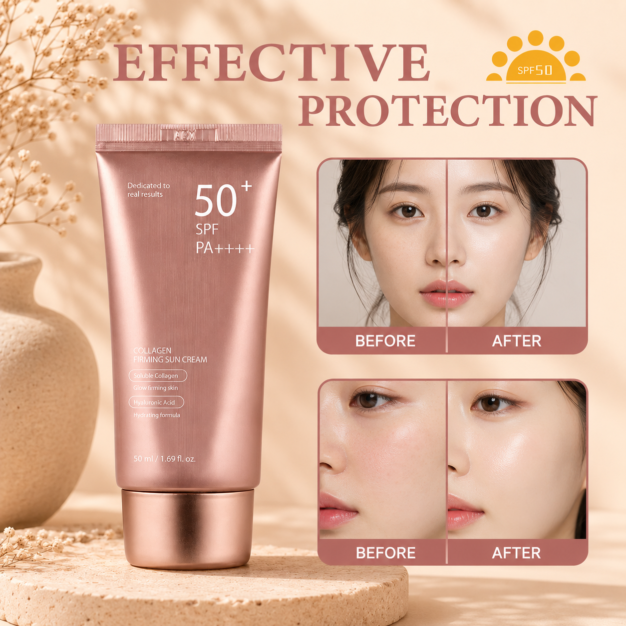 SPF50 PA+++ Broad-Spectrum Sunscreen – Lightweight, Waterproof Daily Protectio
