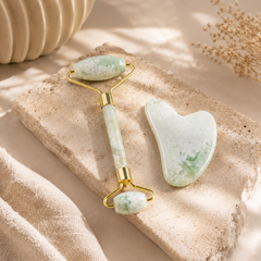 110g Xiu Yu White Jade Facial Roller Gua Sha Set