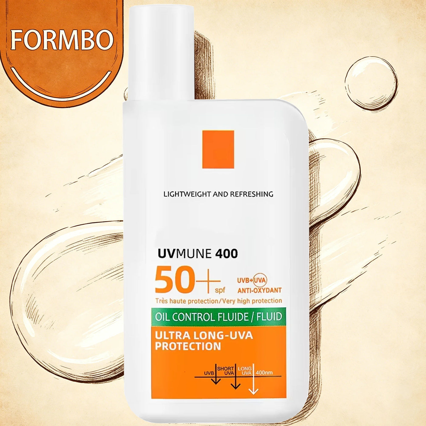 FORMBO SPF50+ Sunscreen Lotion Non-Greasy Lightweight UV Protection, Refreshing Moisturizing Sunblock for Face Body Daily